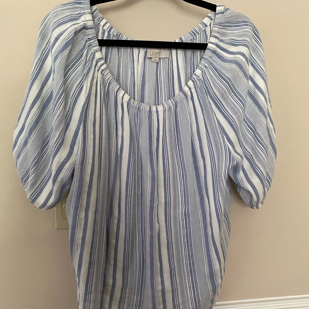 Blue and white strips loft blouse size large
